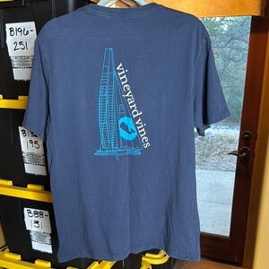 Vineyard Vines Blue Short Sleeve 100% Cotton Tee Nautical Design Size Medium